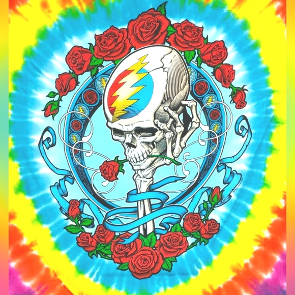 Grateful Dead tie dye skull and Roses T-shirt size Large - Picture 2 of 9
